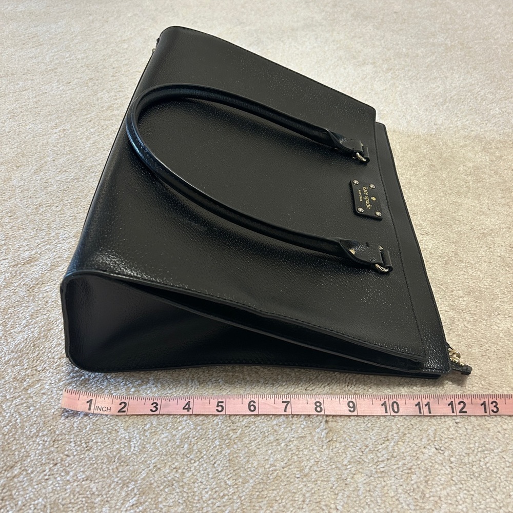 Kate Spade Black Leather Bag; multi purpose will fit a laptop! - Picture 7 of 8